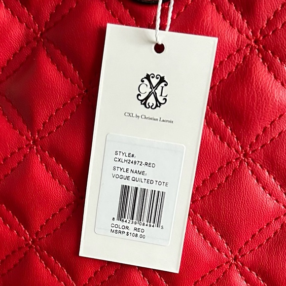 NWT CXL by Christian Lacroix Style#: CXLH24972-RED VOGUE QUILTED TOTE - Picture 4 of 14